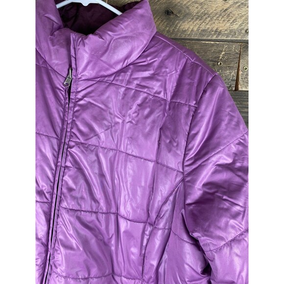 Women's 54in Bust Purple Reversible Puffer Mid Length Jacket Quilted Lined Coat - Picture 3 of 11